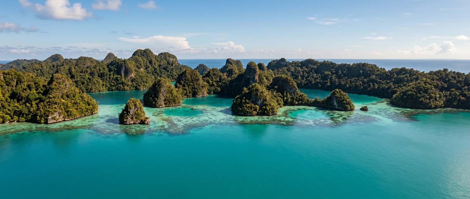 Islas tropicales y aguas azules del Sudeste Asiático